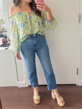 LOFT High-Rise The Straight Jeans in Medium Blue Wash Size 6